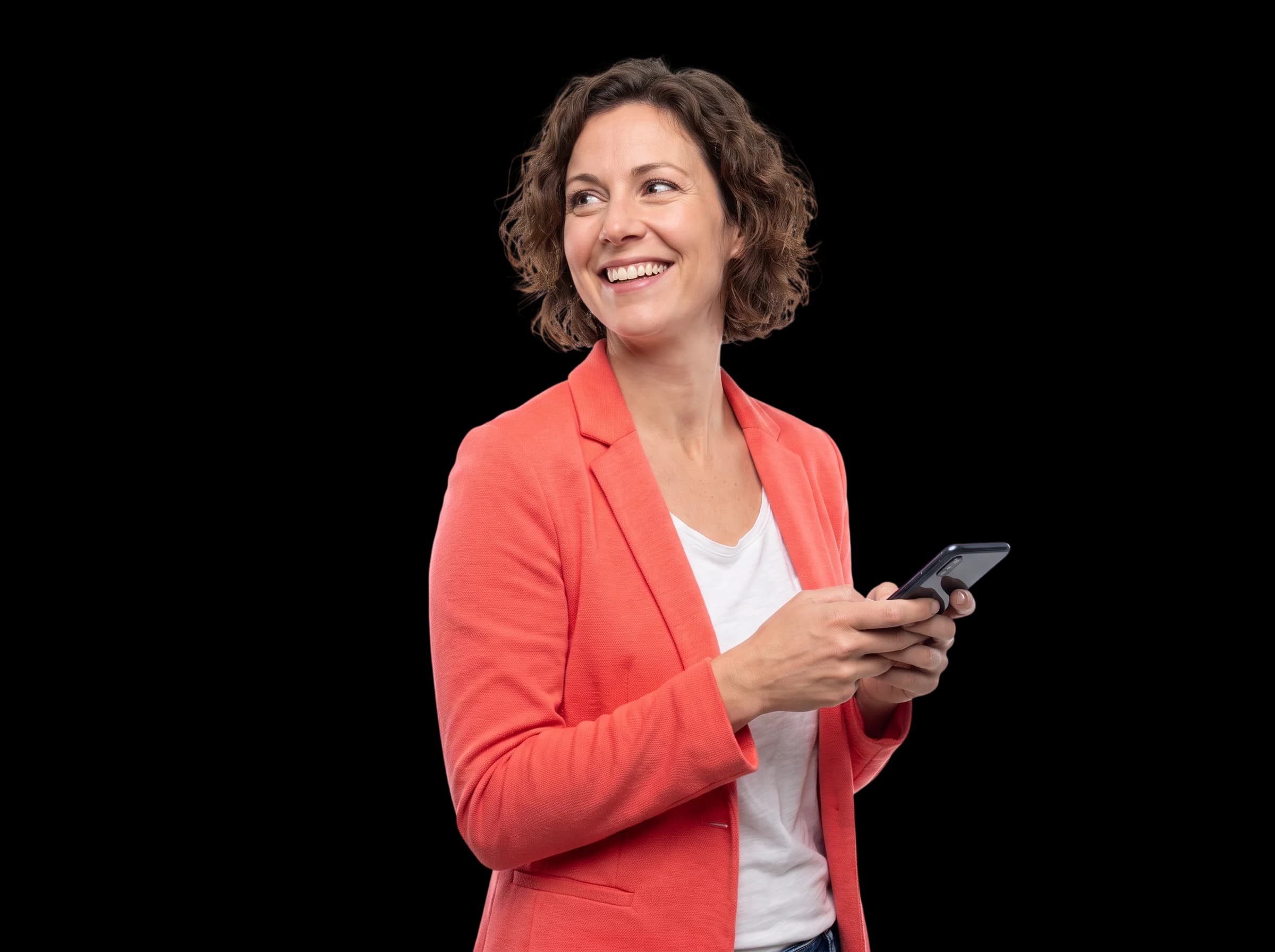 A patient smiling after her online consultation