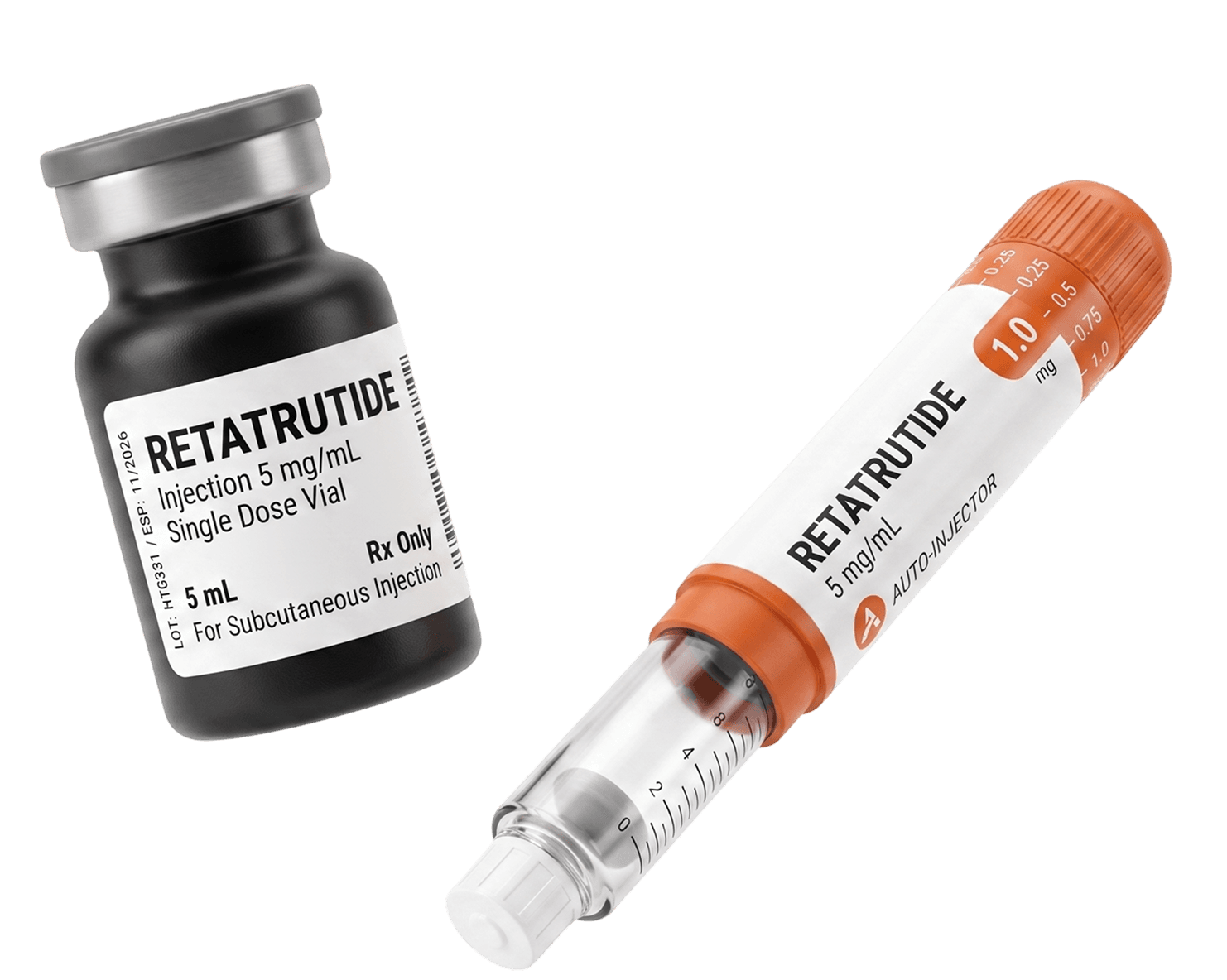 Retatrutide vial and auto-injector pen